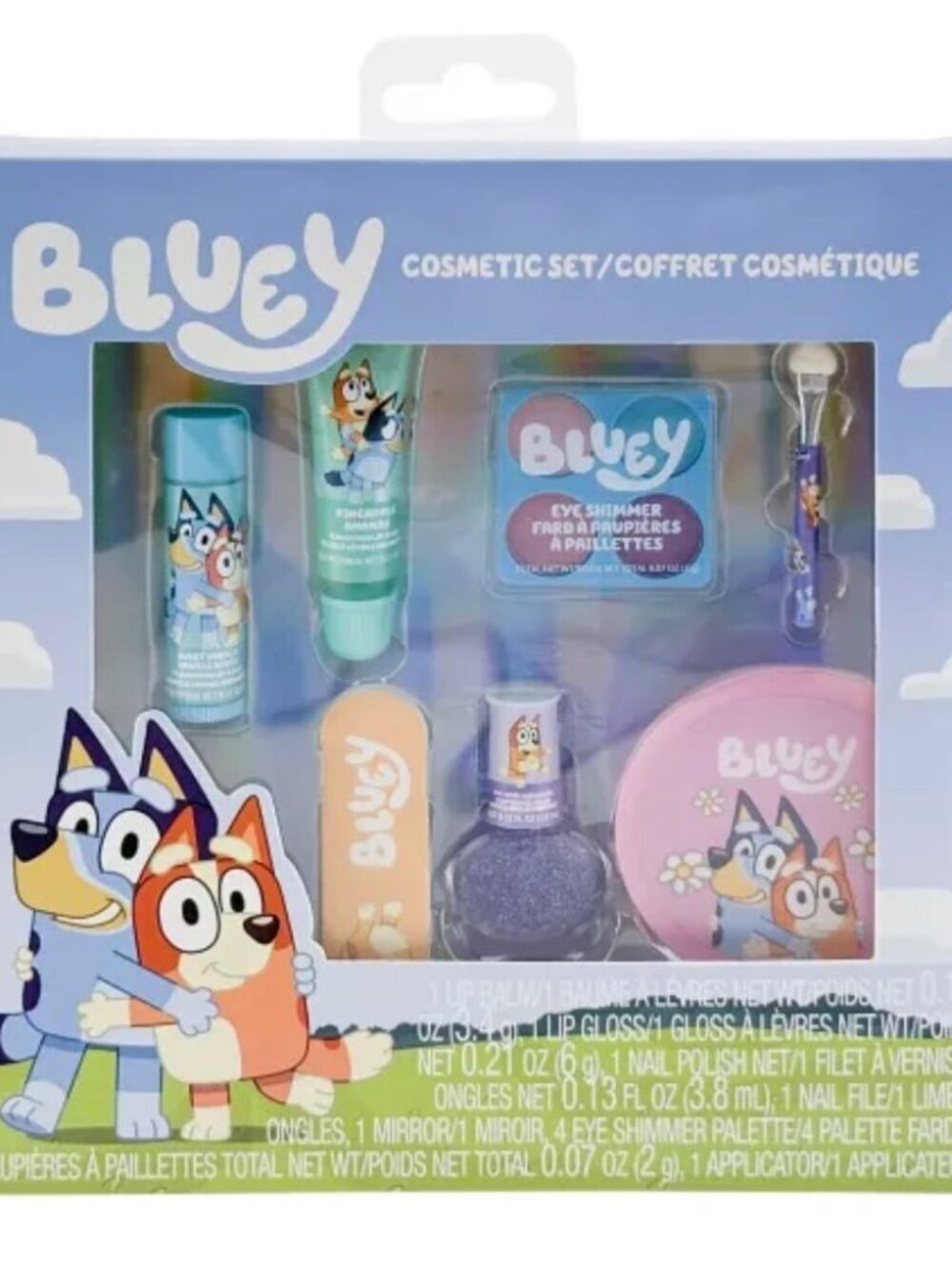 Spirit Halloween Bluey Cosmetic Kit Dress Up Pretend Play Lip Balm Gloss Mirror